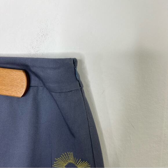 Boden Blue Embroidered Sunburst A line Pencil Skirt Size 8 - Picture 5 of 12